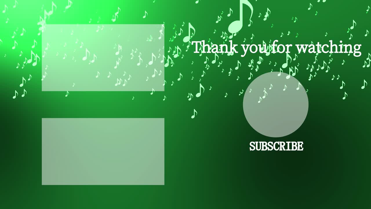 음악적 노트 입자 분류 엔드 카드 엔딩 스크린 모션 그래픽