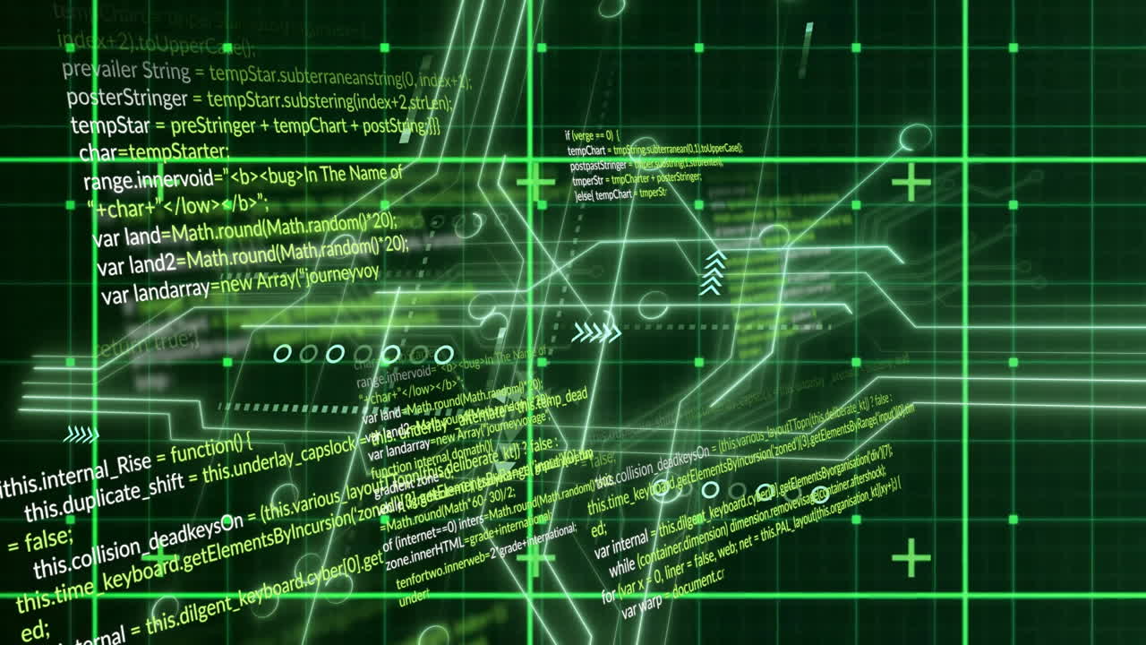 animación de codificación binaria y procesamiento de datos sobre fondo negro