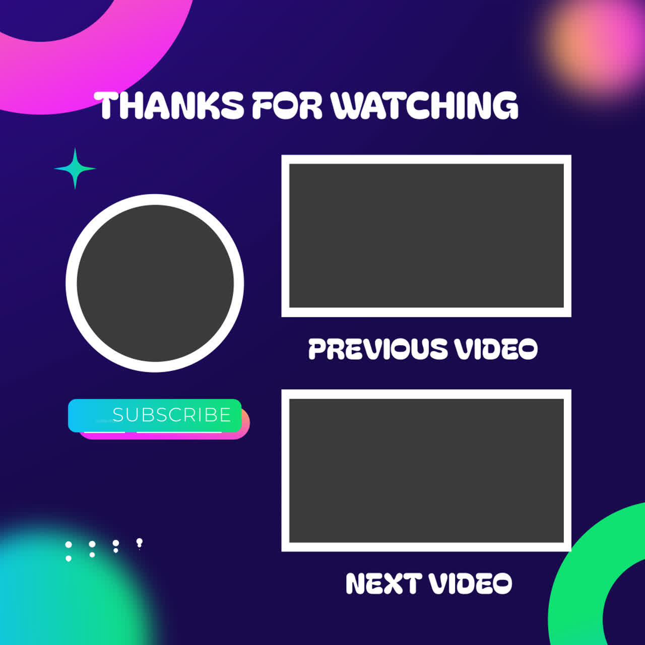 YouTube End Screen Template with Subscribe Button and Video Placeholders