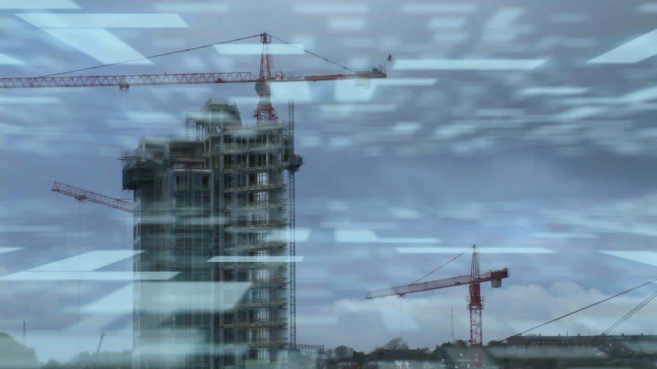 animación del procesamiento de datos sobre el paisaje urbano