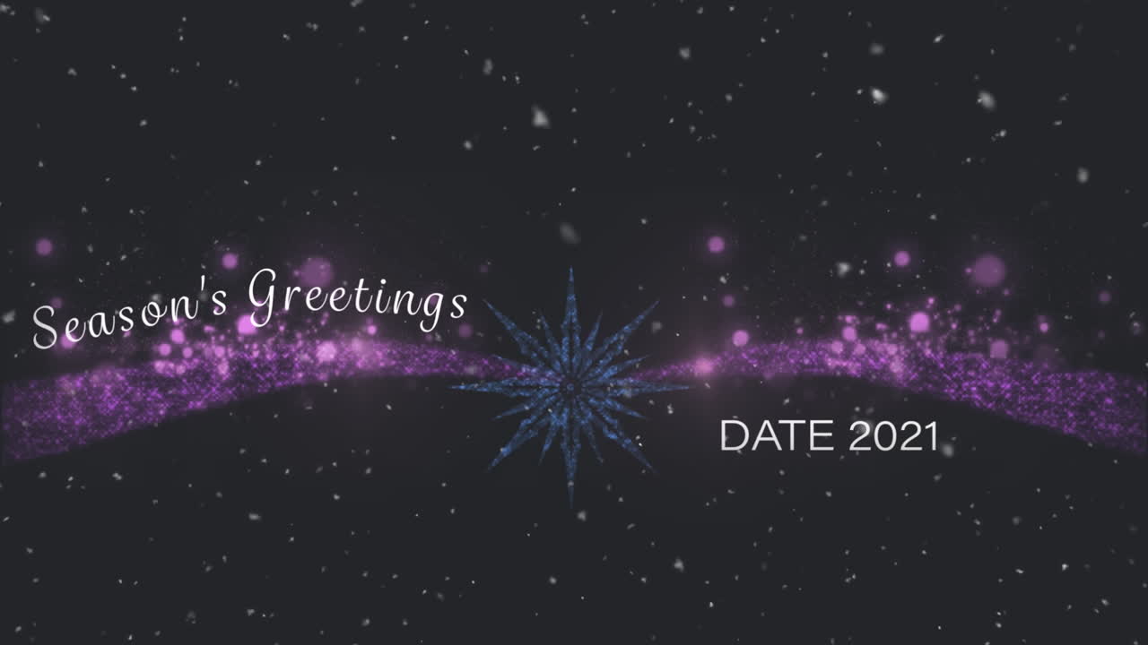 블랙 배경 에 불꽃 과 눈 이 떨어지는 크리스마스 축하 문자 의 애니메이션