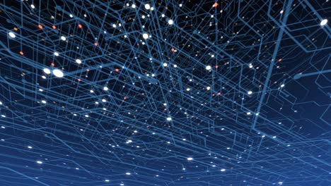 4k seamless loop of print circuit technology cyber and futuristic concept. circuit board with moving electrons. cpu processing data. futuristic hud technology screen data animation.