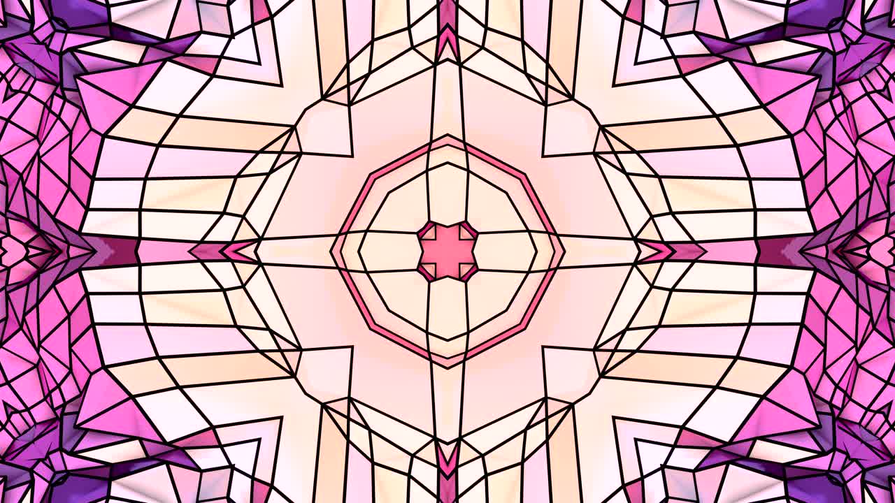 fondo abstracto poli geométrico bajo como un efecto de vidriera o caleidoscopio en movimiento en 4k. animación 3d de bucle, imágenes sin costuras en el popular estilo poli bajo. v5