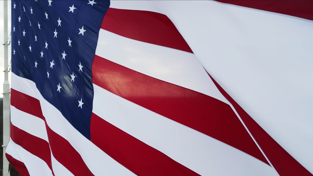 Close up of the United States Flag in Princeton, Illinois