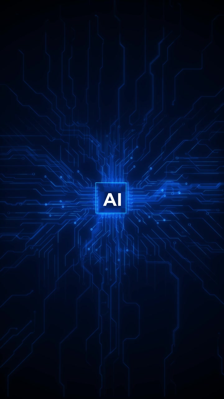 Artificial intelligence processor background blue circuit lines ai chip ...