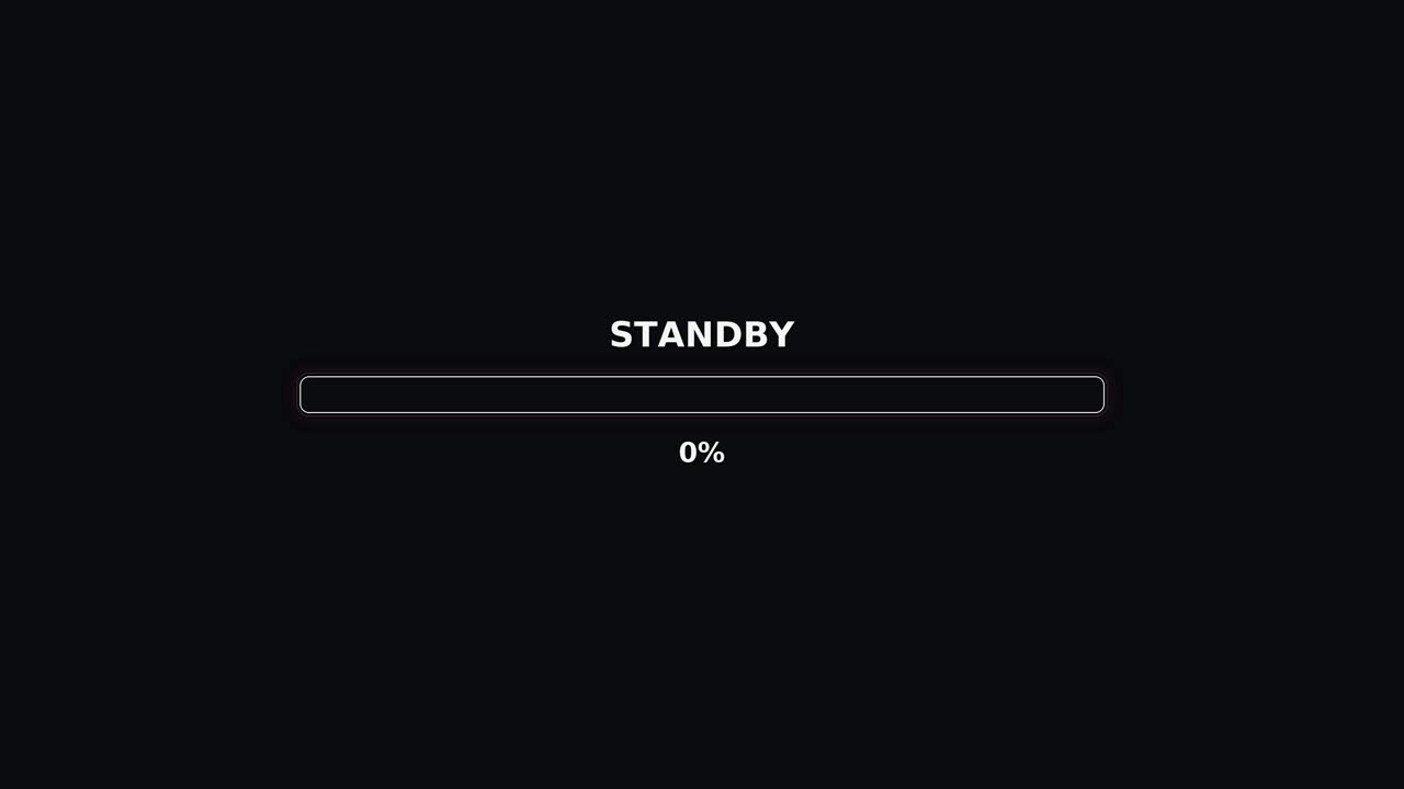 Animation displays a progress bar indicating standby status as it reaches one hundred percent. The background remains simple during this visual representation