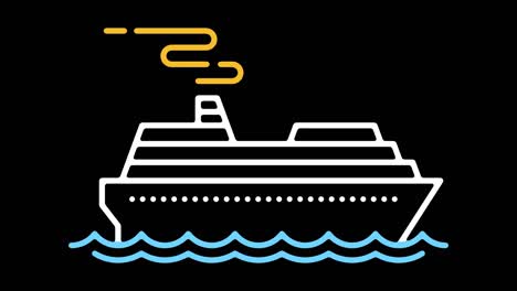 animación del icono de la línea de cruceros oceánicos con alfa