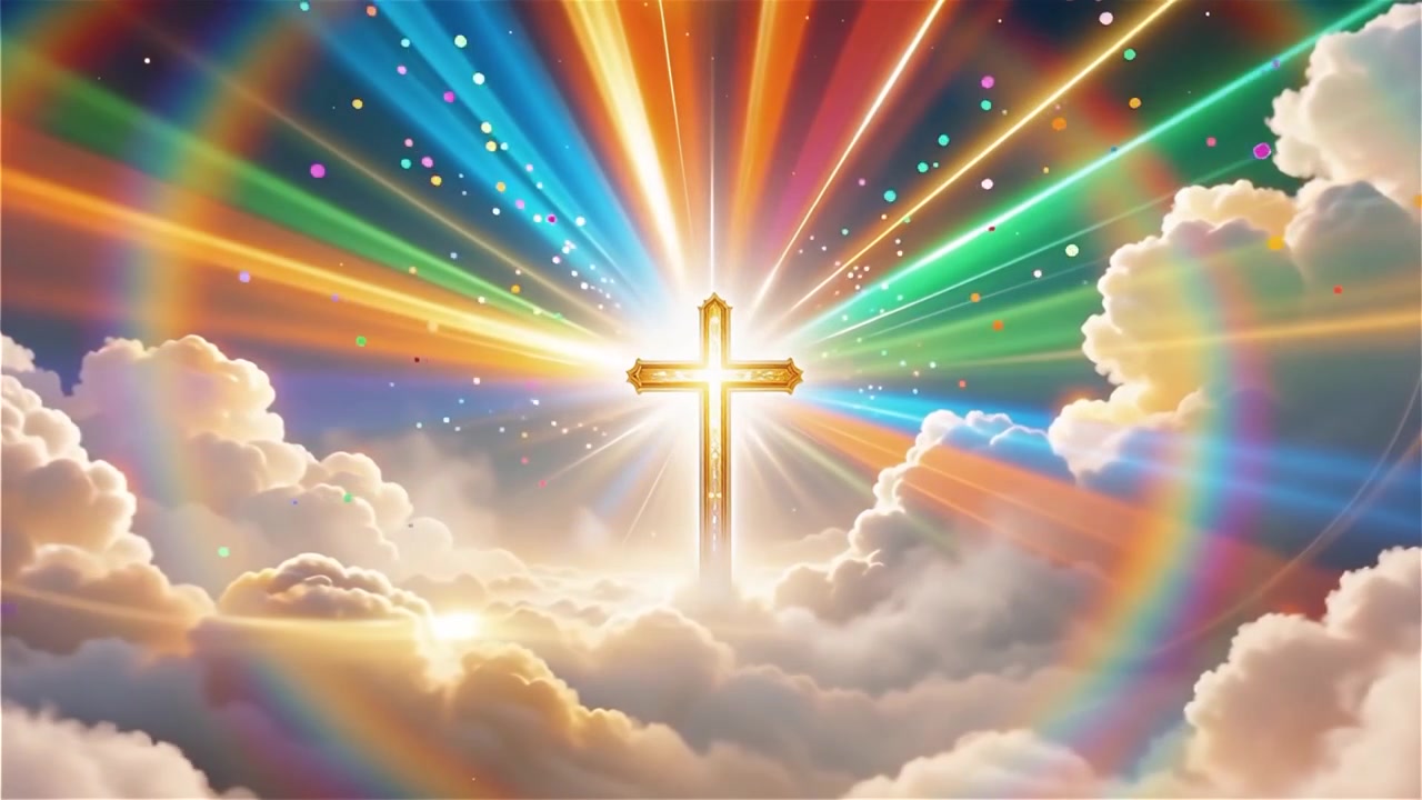 Cruz Cristiana con Luz Celestial, Fondo para Adoración.