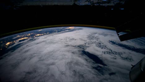 pov shot flying over the earth from space