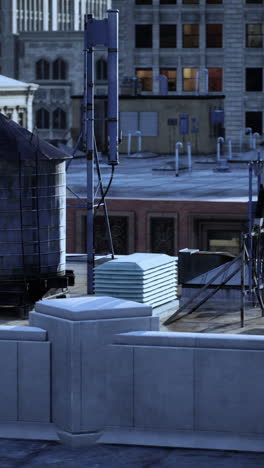 city rooftop scene with communication equipment