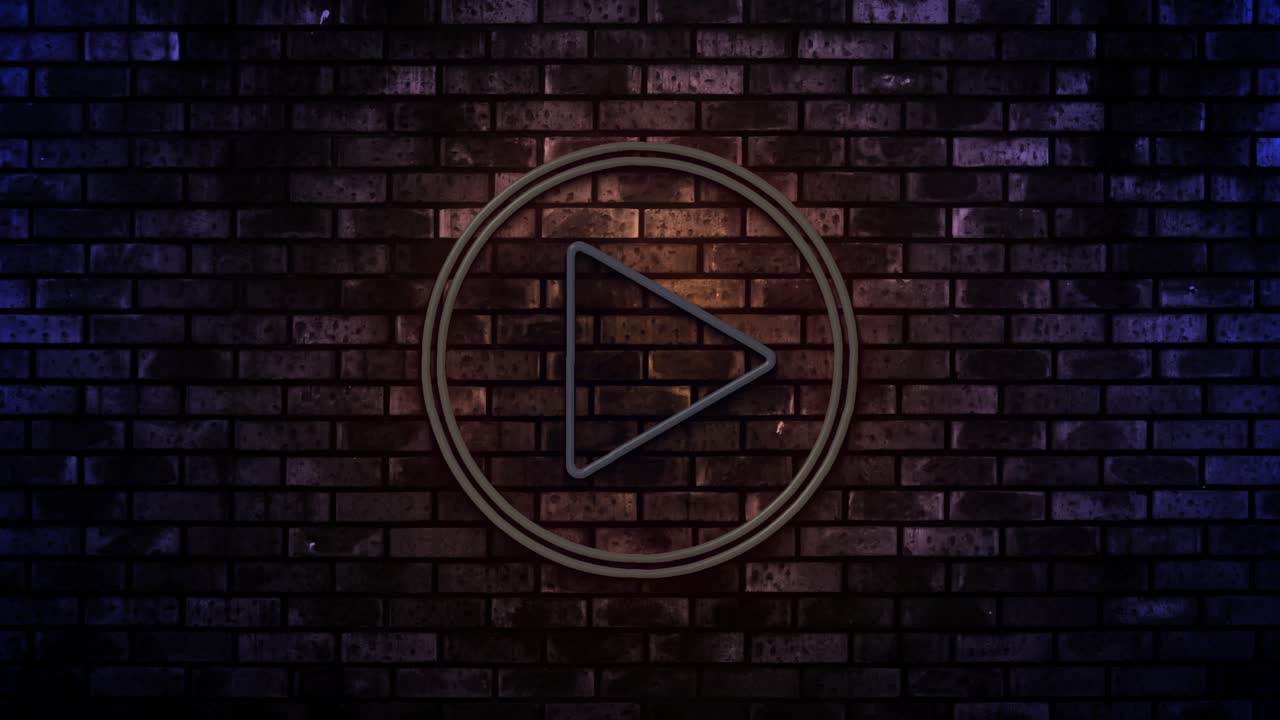 animación del botón de reproducción por ritmo musical con luz en el fondo de la pared