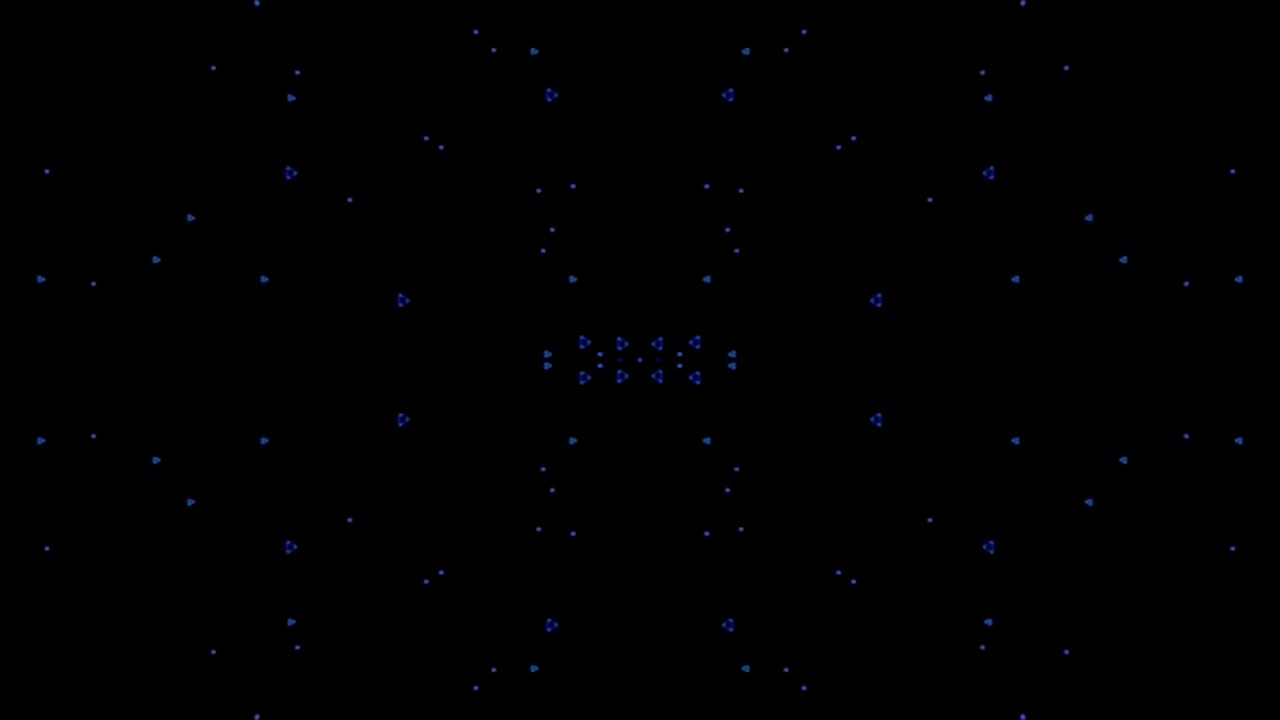 Abstract Symmetrical Blue Light Particles Moving on Black Background