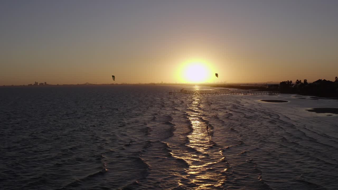 Kite surfing in Portland Texas Sunset