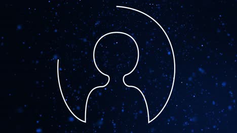 블루 배경에 박이는 별 위에 있는 소셜 미디어 사람들의 아이콘의 애니메이션