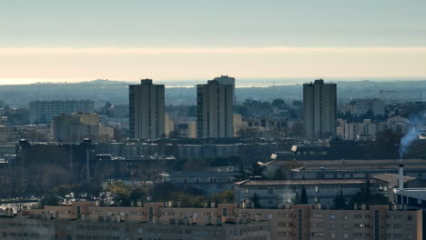 Aerial-view-showcasing-Montpellier's-urban-landscape-with-towering-high-rises