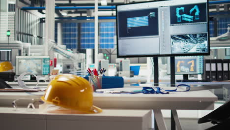 tracking program on screen in photovoltaics factory
