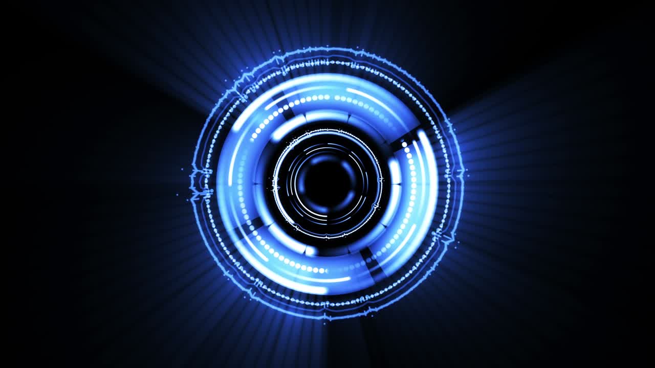 energía futurista abstracta y ondas de audio y luces moviéndose en un círculo