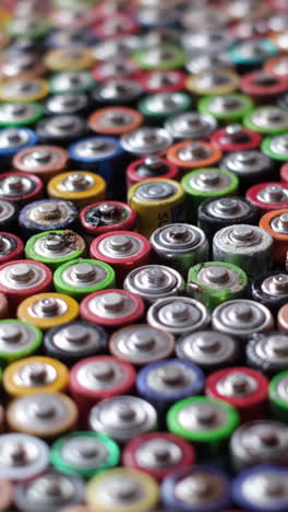 little girl collecting old batteries in a container for recycling used batteries little girl collects old batteries in a container for recycling used batteries child puts batteries in a separate trash bin separate waste collection