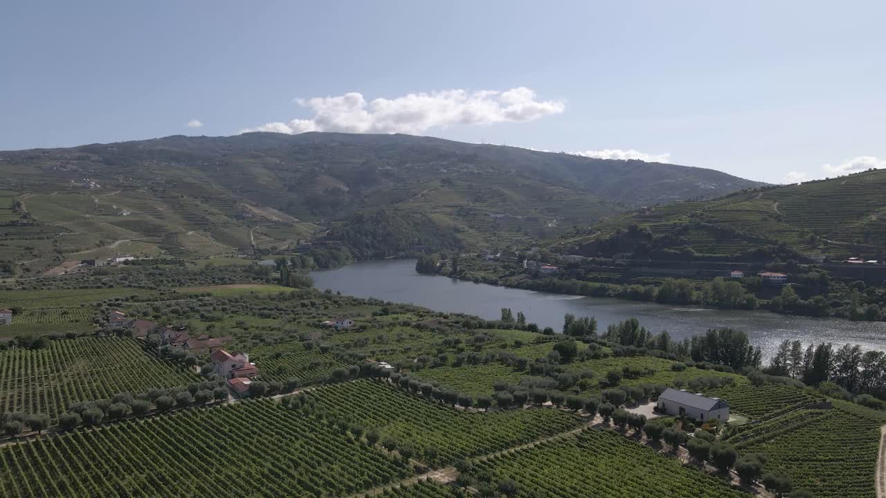Aerial view of the Douro river in Lamego Portugal