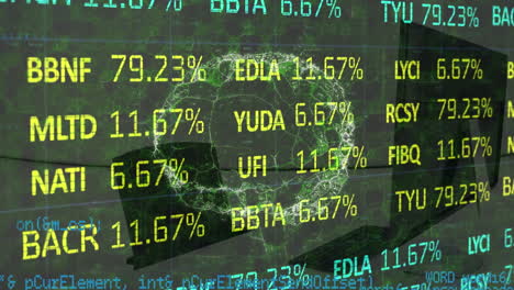 animación del procesamiento de datos y cerebro digital sobre la oficina