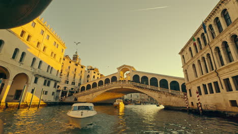 rialto bridge in venice at sunset