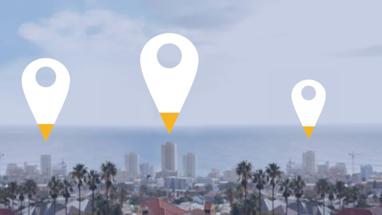 alfileres de ubicación sobre el paisaje