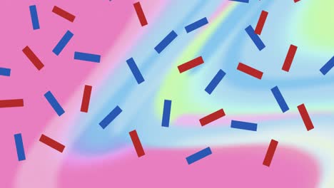 animación de rayas rojas y azules sobre un fondo azul y rosa ondulado de gradiente