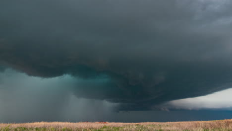 a high-precipitation supercell drops rain and hail in western kansas