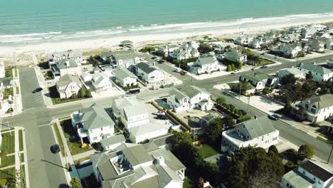 aerial over the rooftops of the beachfront houses in stone harbor, new jersey