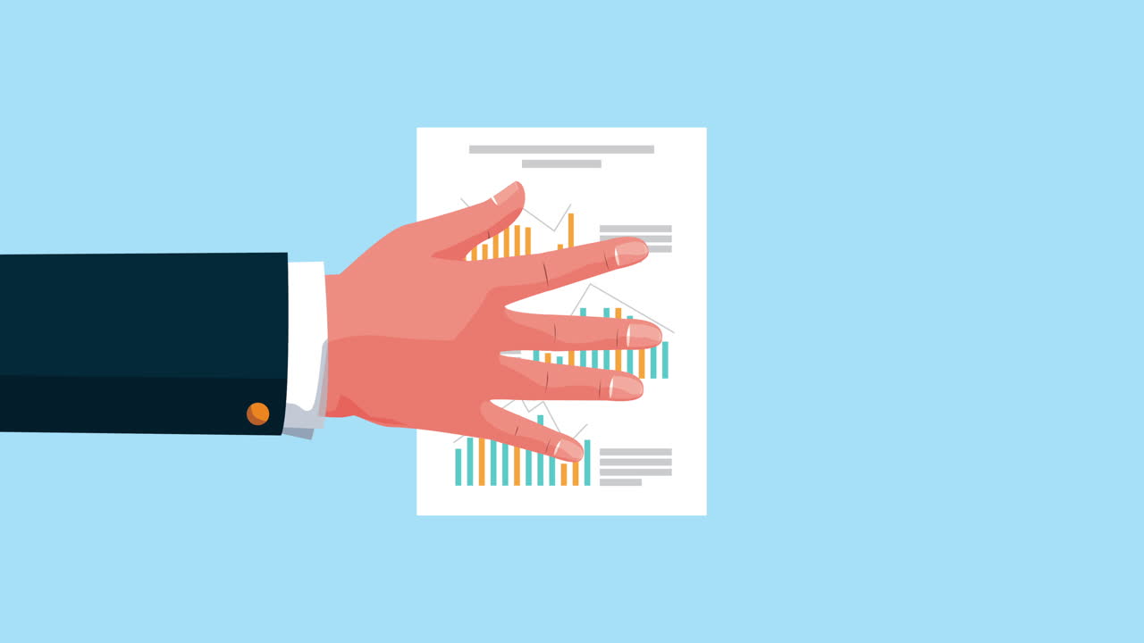 financial planning economy animation with hand and documents