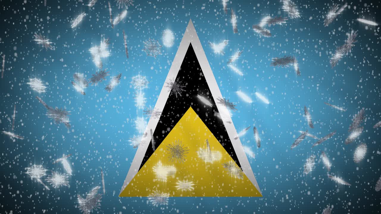 세인트 루시아의 발은 눈이 떨어지는 루프, 새해와 크리스마스 배경, 루프