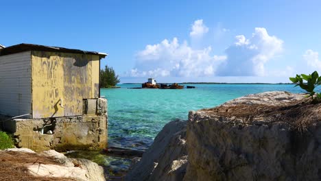 static shot of a shipwreck near georgetown on exuma in the bahamas