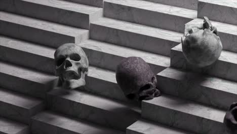 abstract skull arrangement on marble steps