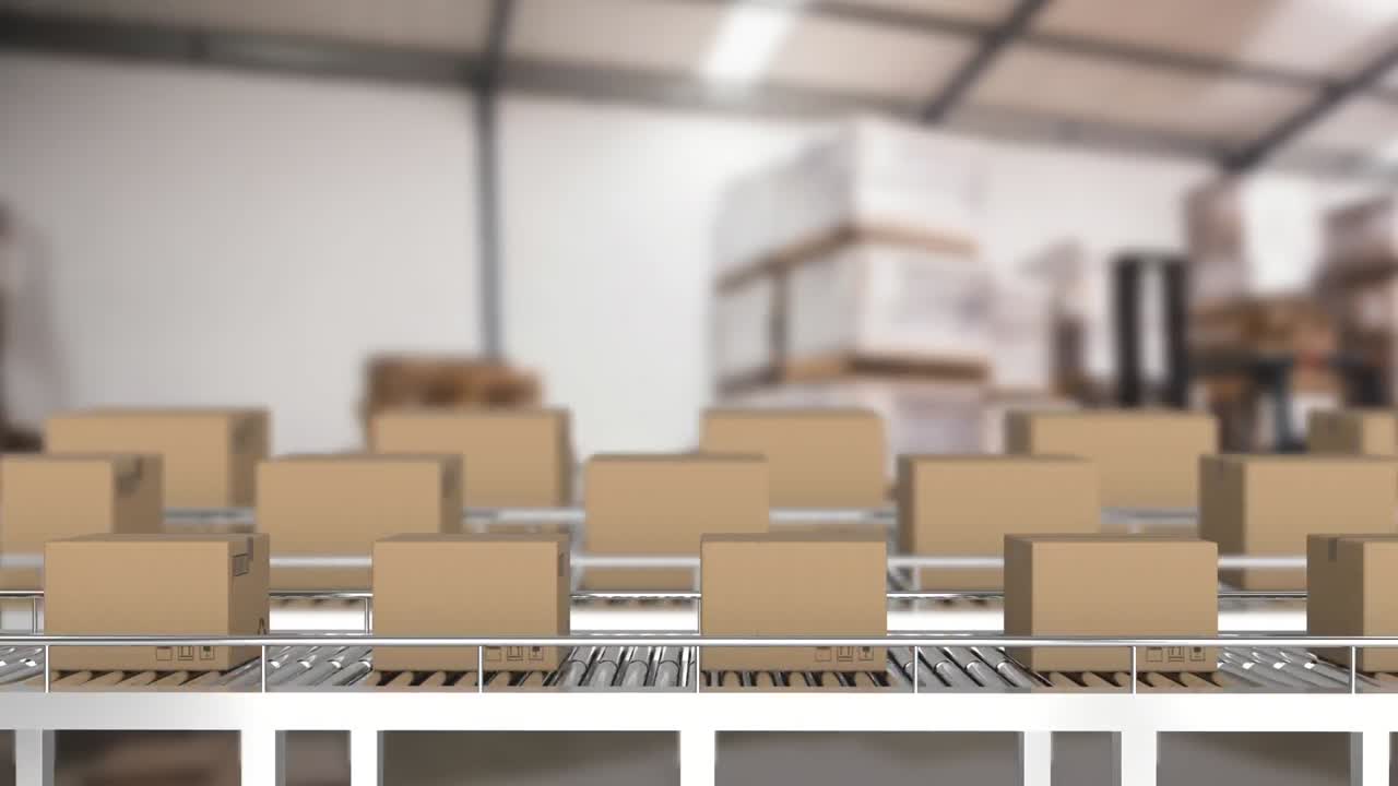 컨베이어 벨트 에 있는 패키지