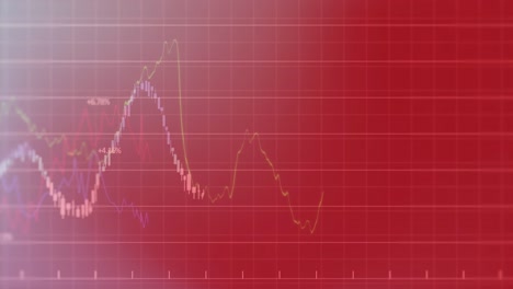 animación del procesamiento financiero contra un fondo de gradiente rojo y rosa