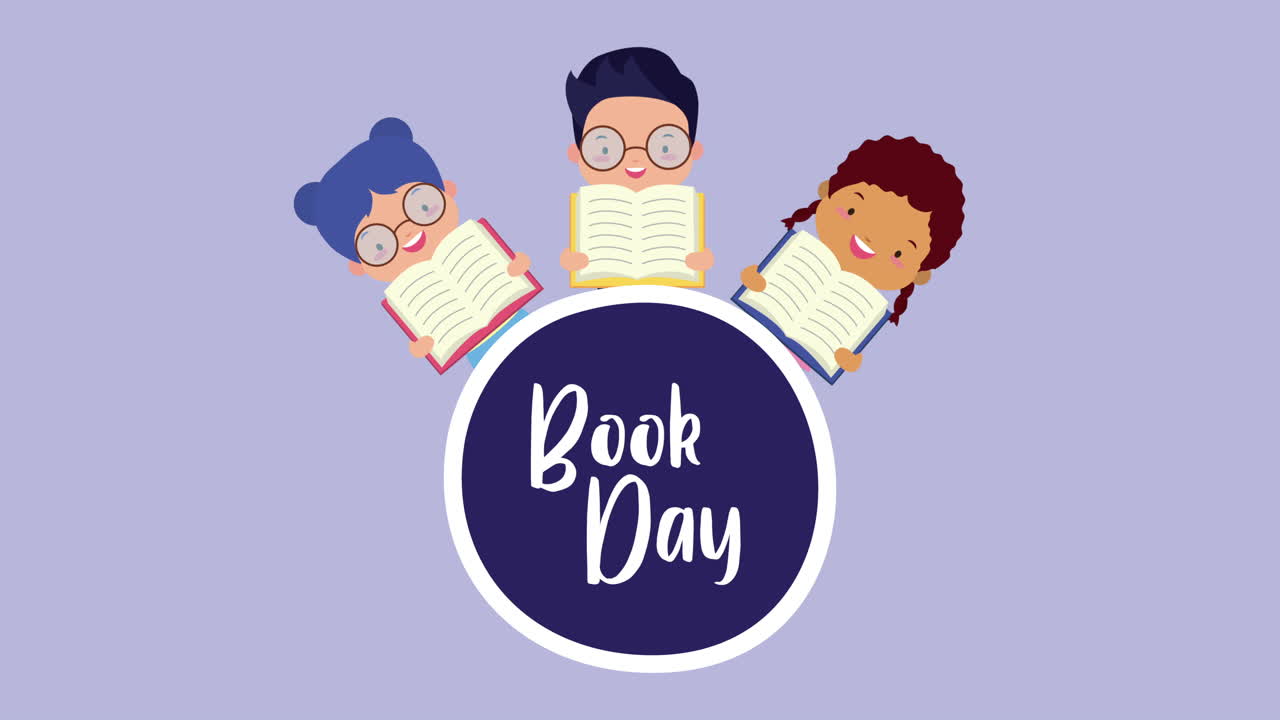 celebração do dia mundial do livro com crianças pequenas lendo e escrevendo