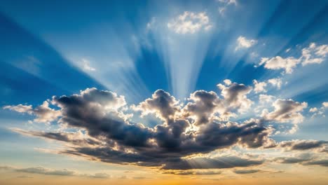 dramatic sun rays breaking through clouds