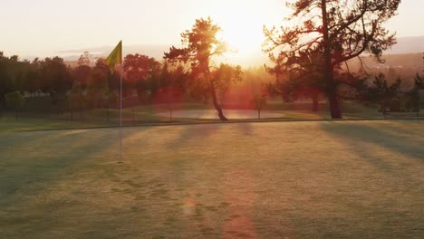 video of golf field in summer at sunset