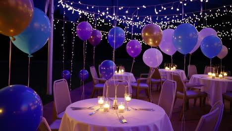 blurry outdoor night party decorations