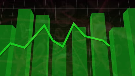 animación del procesamiento de datos financieros sobre flechas sobre fondo azul
