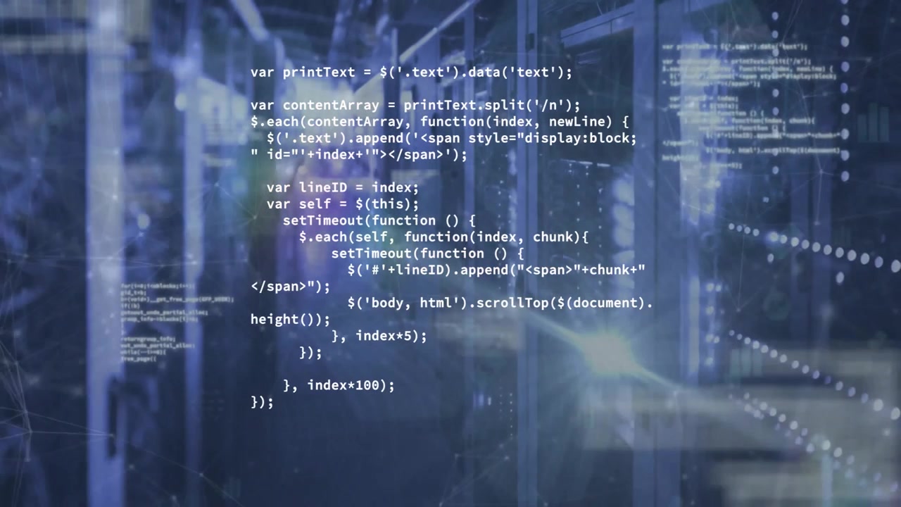 Animation af digital databehandling over computerservere