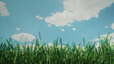 grass grows against the background of fast-moving clouds. timelapse video