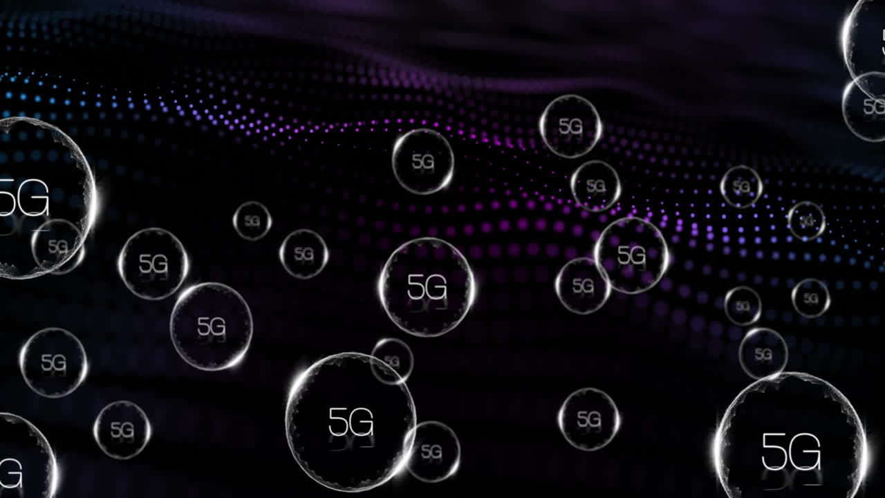 Animation of 5g texts over blue spots