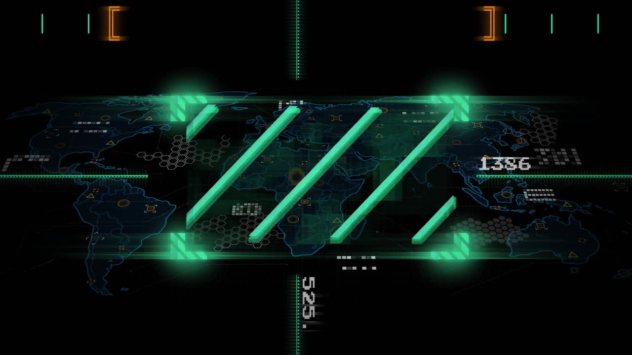 검은색 배경 위의 디지털 데이터 처리 애니메이션