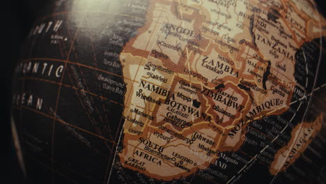 close-up of a vintage world globe, focusing on africa