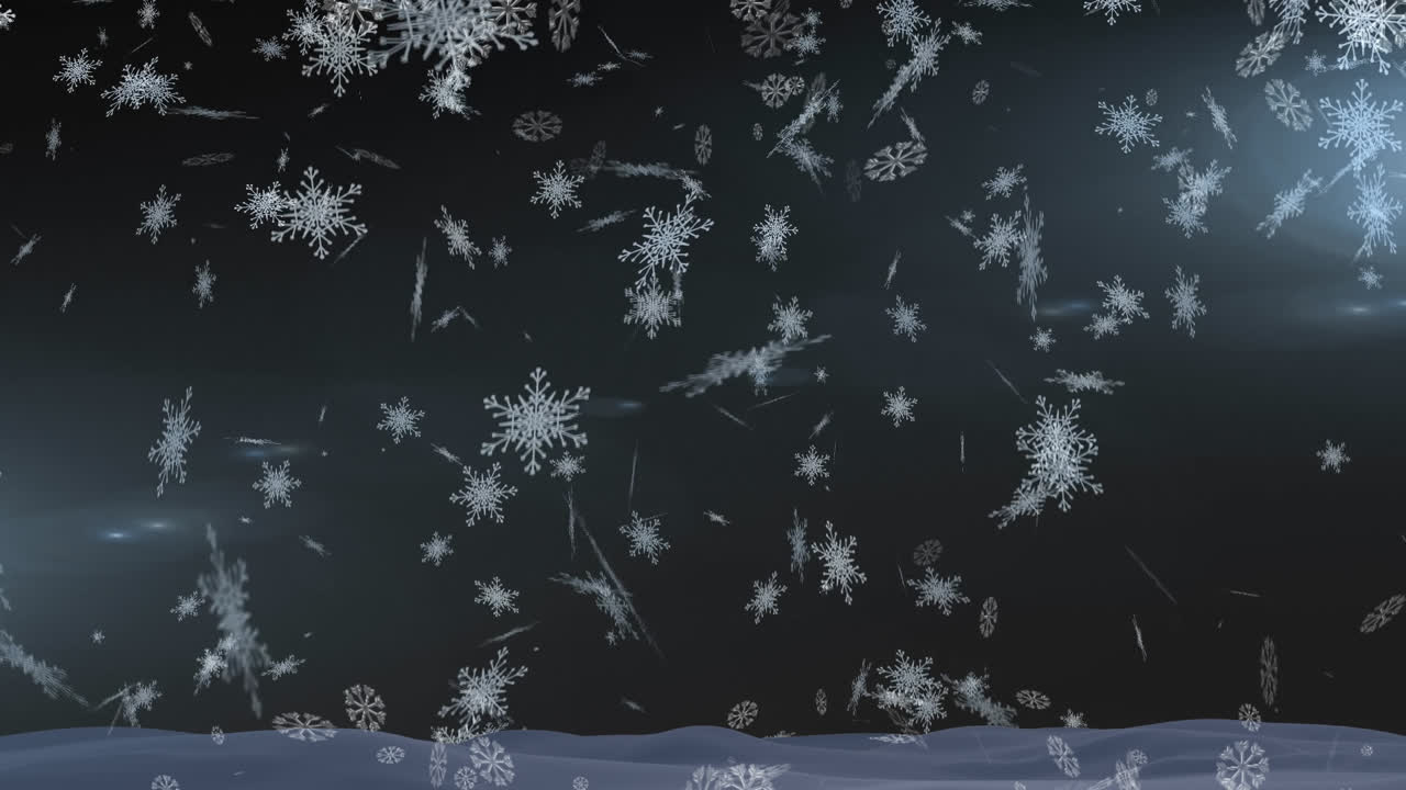 animación de nieve cayendo sobre un fondo oscuro