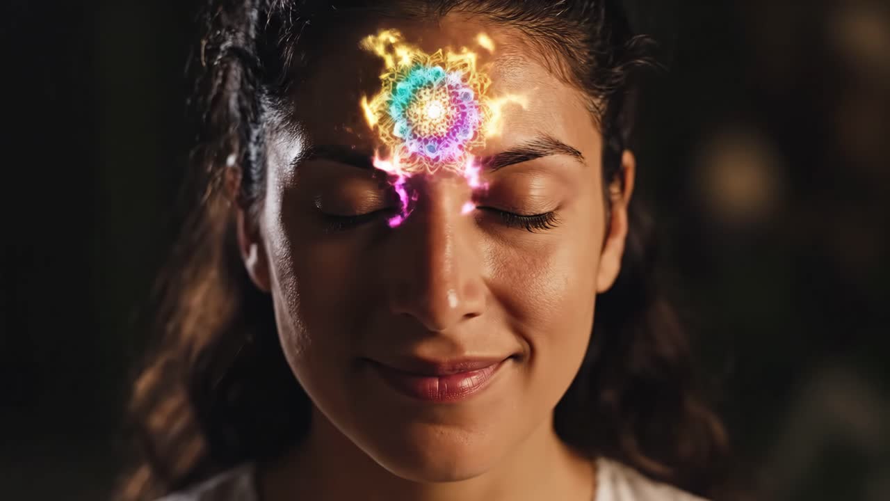 Woman Meditating with Third Eye Activation