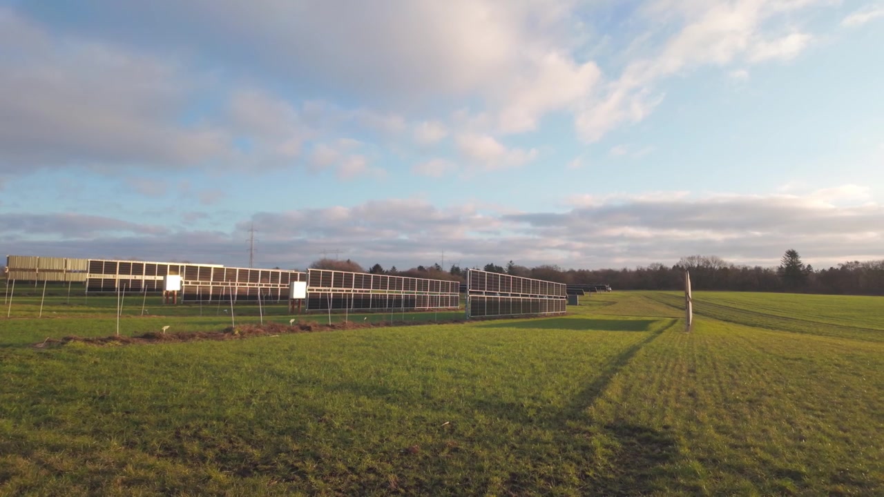 Solar panels at Aarhus University in Foulum support research combining agriculture and renewable energy production.