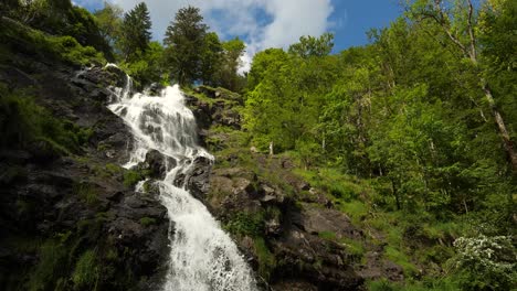 Todtnau-Waterfalls-Flowing-Over-Rocks-on-Sunny-Day