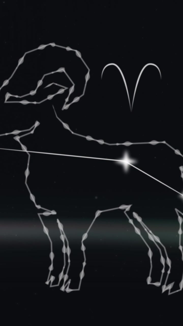Animation of aries star sign on clouds of smoke in background
